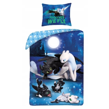 Pościel ŚWIECĄCA JAK WYTRESOWAĆ SMOKA 140x200 Halantex 100% bawełna