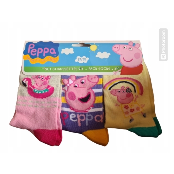 Skarpety dziecięce Świnka Peppa 3pak rozmiar 31/34 Peppa Pig Sun City