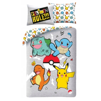 Pościel dziecięca Pokemon 140 x 200 Halantex Mikrofibra Pikachu Bulbasaur