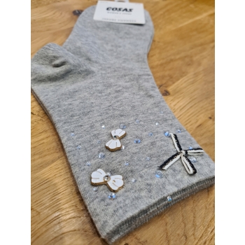 Skarpety COSAS Damskie szare kokardki rozmiar 35-38