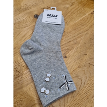 Skarpety COSAS Damskie szare kokardki rozmiar 35-38