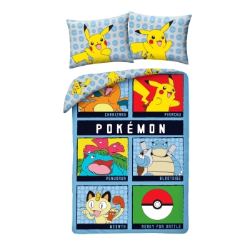 Pościel dziecięca POKEMON 140x200 Halantex 100% bawełna Pikachu Pokeball