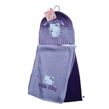 Komplet zimowy dziecięcy Hello Kitty czapka + szalik Sanrio kotek kot