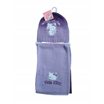 Komplet zimowy dziecięcy Hello Kitty czapka + szalik Sanrio kotek kot