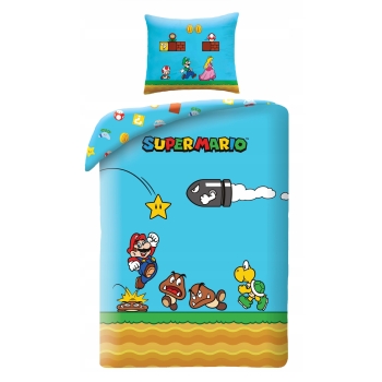 Pościel dziecięca Super Mario 140 x 200 cm Halantex Mikrofibra Nitendo Game
