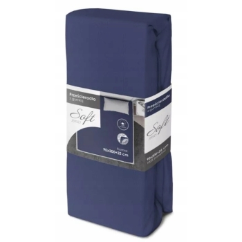 PRZEŚCIERADŁO Z GUMKĄ 90X200 granatowe GŁADKIE JERSEY BAWEŁNIANE niebieskie