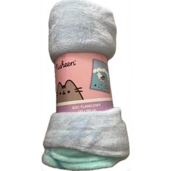 Kocyk dziecięcy Pusheen 130 X 160 cm błękitny kot kotek flanela