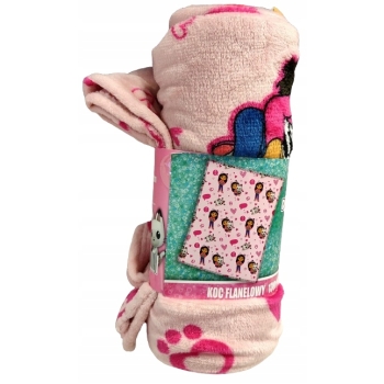 Kocyk dziecięcy Koci Domek Gabi 130 x 160 odcienie różu GABBY`S DOLLHOUSE
