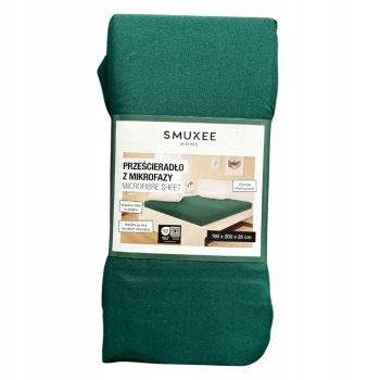 Prześcieradło z gumką z mikrofazy Smukee 160 x 200 x 25 cm kolor ZIELONY