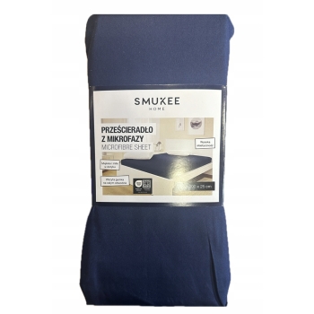 Prześcieradło z gumką Smukee poliester 200 x 200 cm granatowe