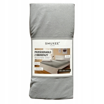Prześcieradło z gumką Smukee poliester 200 x 200 cm szare