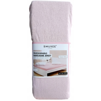 Prześcieradło bawełniane jersey z gumką Smukee 200x200x25 róż różowe 1846