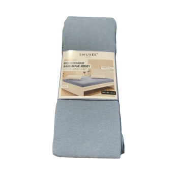 Prześcieradło bawełniane jersey z gumką Smukee 200x200x25 niebieskie 815
