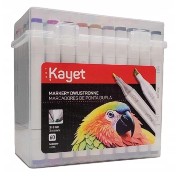 Markery dwustronne KAYET permanentne i wodoodporne 60 kolorów