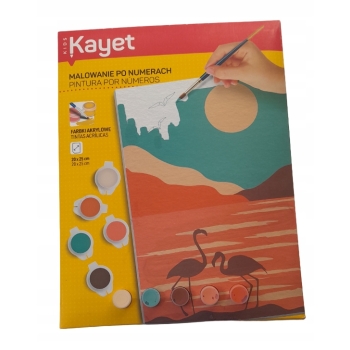 Kayet malowanie po numerach farbki akrylowe 20 x 25 cm Flamingi