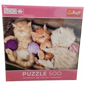 TREFL Puzzle 500 elementów ŚPIĄCE KOTKI 48 x 34 cm kot kotek
