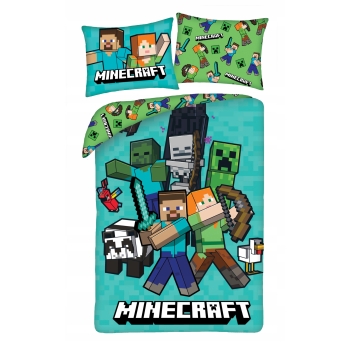 Pościel dziecięca Minecraft 140 x 200 mikrofibra Halantex stev creeper alex