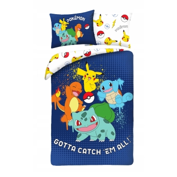 Pościel dziecięca Pokemon 140 x 200 cm mikrofibra Halantex pikachu bulba