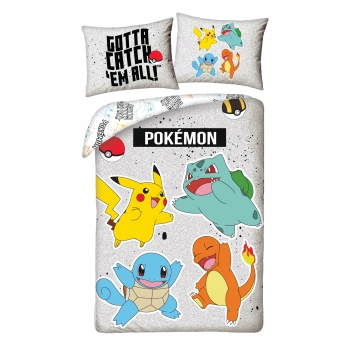 Pościel dziecięca Pokemon 140 x 200 cm mikrofibra Halantex pikachu bulba