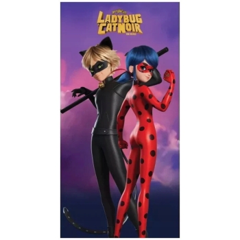 Ręcznik plażowy Miraculous Biedronka i Czarny Kot 70 x 140 Halantex bawełna