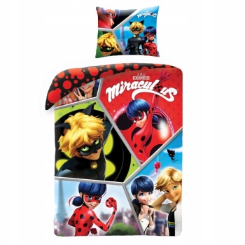 Pościel dziecięca Biedronka i Czarny Kot 160x200 cm Miraculum 100% bawełna