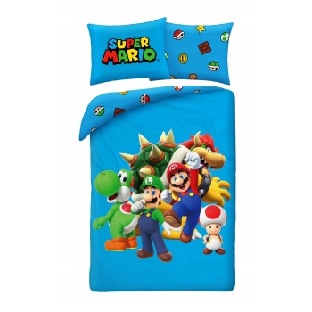 Pościel dziecięca Super Mario 140 x 200 cm Halantex Mikrofibra Nitendo Game