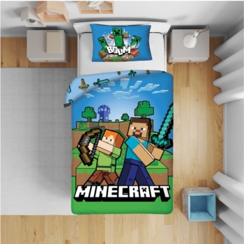 Pościel dziecięca Minecraft 140 x 200 cm Halantex 100% bawełna Steve, Alex