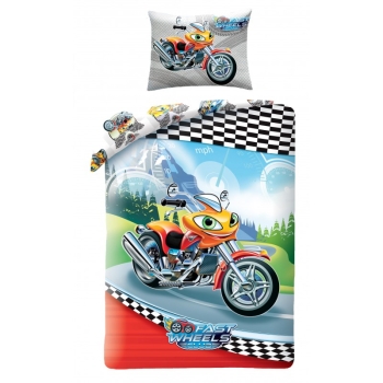 Pościel dziecięca FAST WHEELS 140 x 200 Halantex 100% bawełna MOTOR