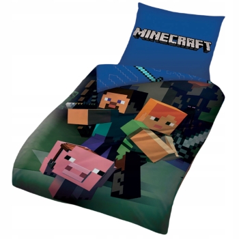 Pościel dziecięca Minecraft 140 x 200 cm Halantex 100% bawełna Steve, Pig