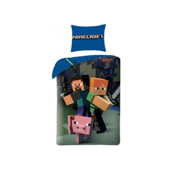 Pościel dziecięca Minecraft 140 x 200 cm Halantex 100% bawełna Steve, Pig