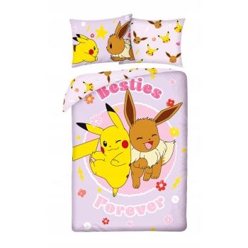 Pościel dziecięca Pokemon 140 x 200 cm Halantex Mikrofibra Pikachu Eevee