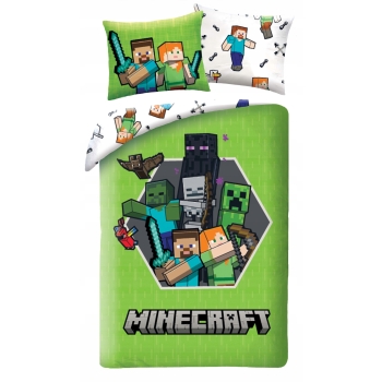 Pościel dziecięca Minecraft 140 x 200 cm Halantex Steve Creeper Mikrofibra