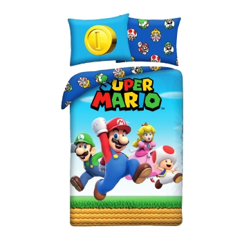 Pościel dziecięca Super Mario 140 x 200 cm Halantex Mikrofibra Nitendo Game