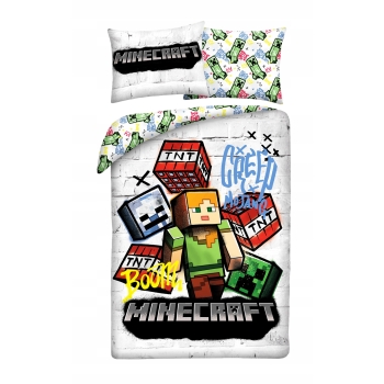 Pościel dziecięca Minecraft 140 x 200 cm Halantex Steve Creeper Mikrofibra