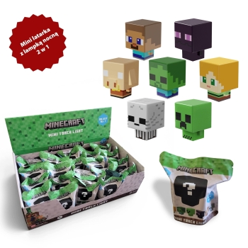 MINI Lampka nocna z latarka niespodzianka 2w1 MINECRAF, creeper, steve,